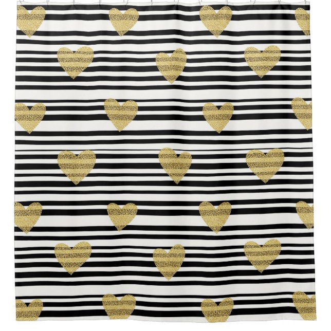 Gold Hearts Black Stripe Valentine Pattern (Front)
