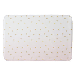 Gold Hearts Blush Pink Ombre Bath Mat
