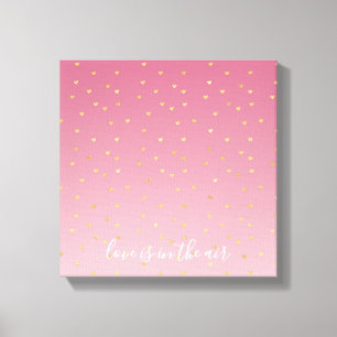 Gold Hearts Blush Pink Ombre Love is in the air Canvas Print