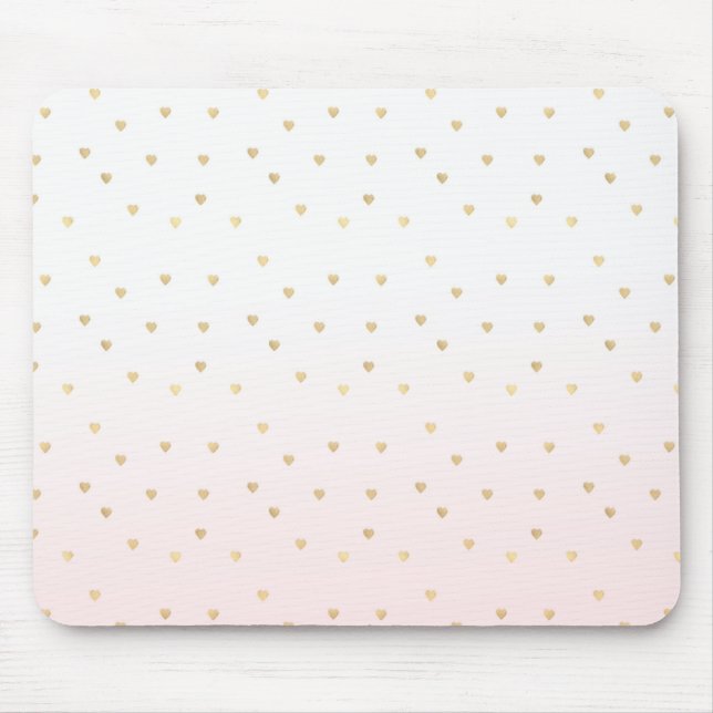 Gold Hearts Blush Pink Ombre Mouse Pad (Front)