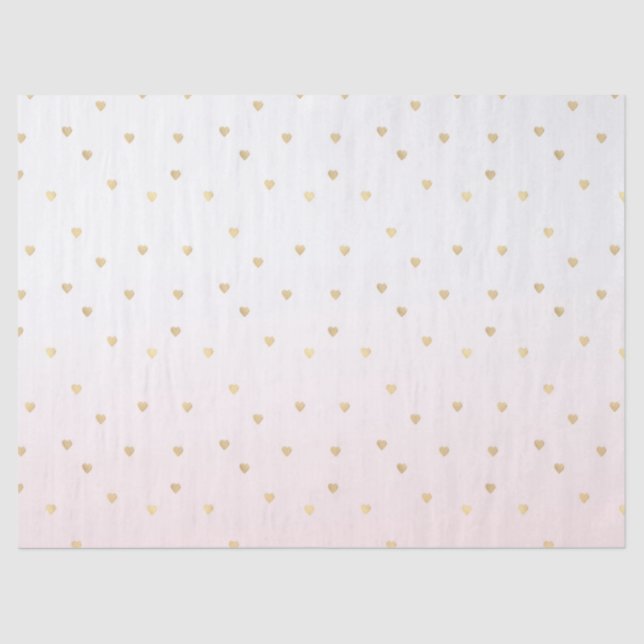 Gold Hearts Blush Pink Ombre Tissue Paper (Front)