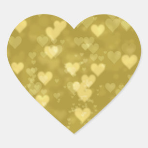 Gold Hearts Bokeh Heart Sticker