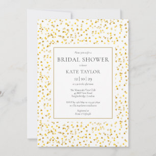 Gold Hearts Confetti Bridal Shower Invitation