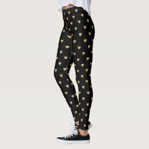 gold hearts cosmic star galaxy pattern leggings