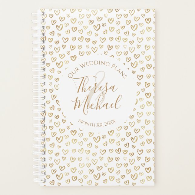 Gold Hearts Custom Saying Wedding Planner (Front)