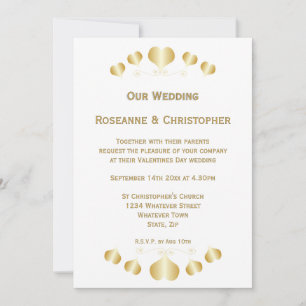 Gold Hearts Design Wedding Invitation