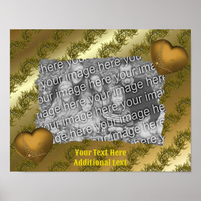 Gold Hearts Elegant Add Your Photo Personalized Poster (Front)