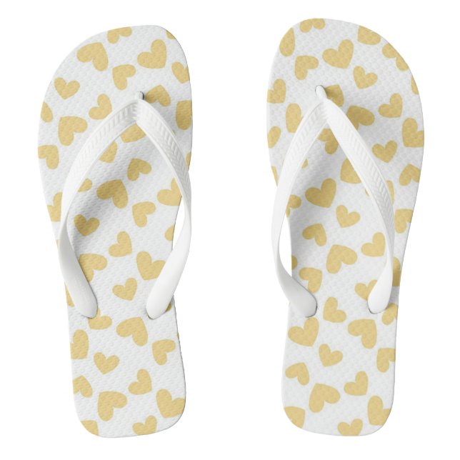 Gold Hearts Flip Flops (Footbed)