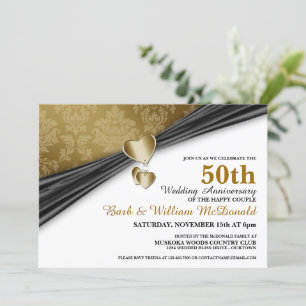 Gold Hearts Invitations du 50e anniversaire