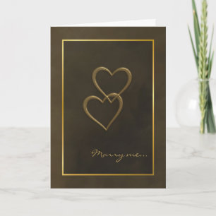 Gold hearts marriage proposal card