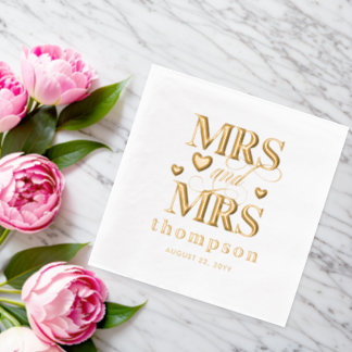 Gold Hearts Mrs & Mrs Lesbian Mariage
