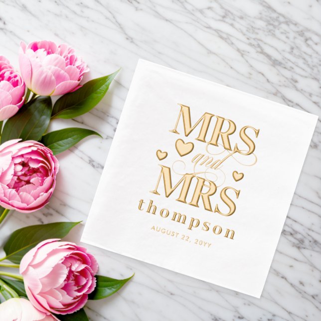 Gold Hearts Mrs & Mrs Lesbian Mariage (Insitu (Mariage))