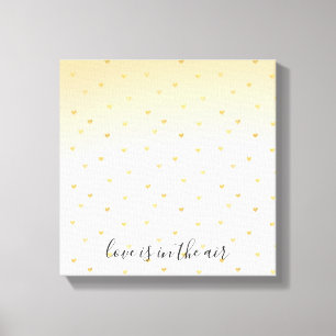 Gold Hearts Ombre Love is in the air Canvas Print