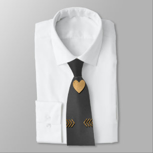 Gold Hearts on Black Elegant Valentine Tie