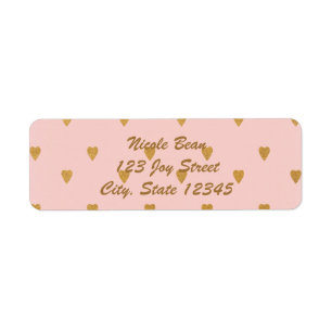 Gold Hearts on Pink Chic Party Address Labels