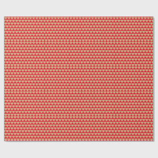 Gold Hearts On Red Background Wrapping Paper