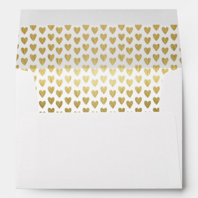 Gold Hearts Pattern Decorative Inside Lined Envelopes (Back (Bottom))