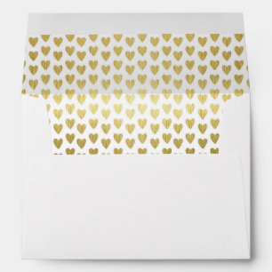 Gold Hearts Pattern Decorative Inside Lined Envelopes