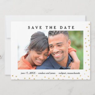 Gold Hearts Photo Save the Date Card
