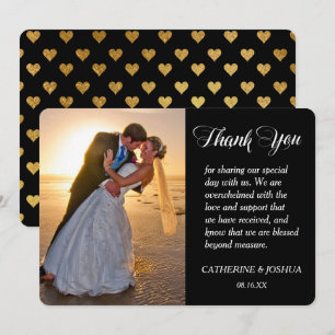 Gold Hearts Photo Wedding Thank You