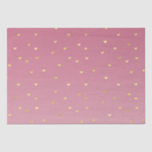 Gold Hearts Pink Ombre Tissue Paper