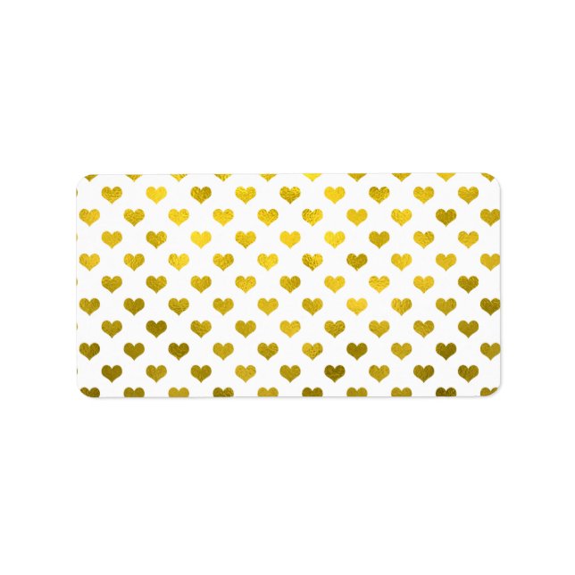 Gold Hearts Polka Dot Heart Metallic Pattern Label (Front)