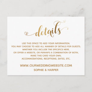 Gold Hearts Script, Diamonds Details on White Postcard