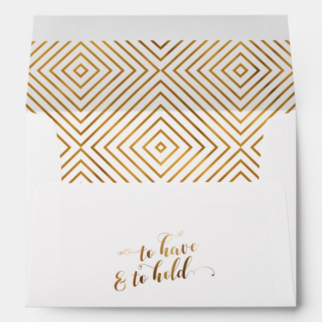Gold Hearts Script To Have & To Hold Personalized Envelope (Back (Bottom))