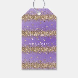 Gold Hearts Sparkle Purple Glitter quote Gift Tags