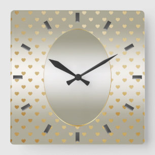 Gold Hearts Wall Clock