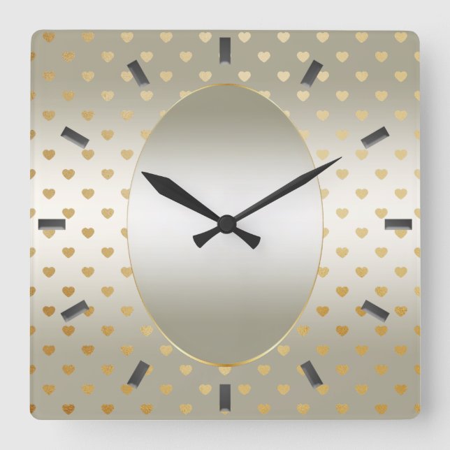 Gold Hearts Wall Clock (Front)