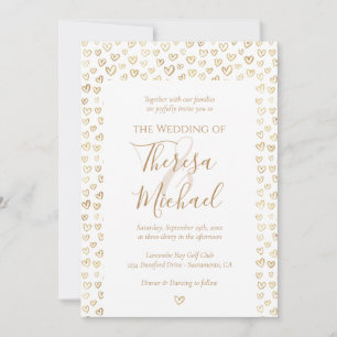 Gold Hearts Wedding Invitation