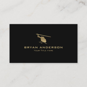 Gold Helicopter Business Card