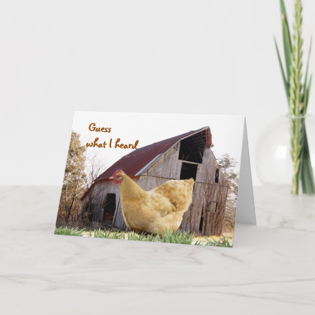 Gold Hen and Old Barn - customize any occasion Card (Front)