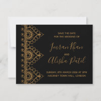 Gold Henna Desi Indian Wedding Invitation