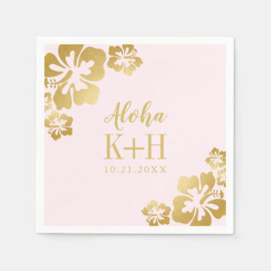 Gold Hibiscus Aloha Monogram Napkin