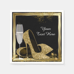 Gold High Heel Birthday Party Napkin