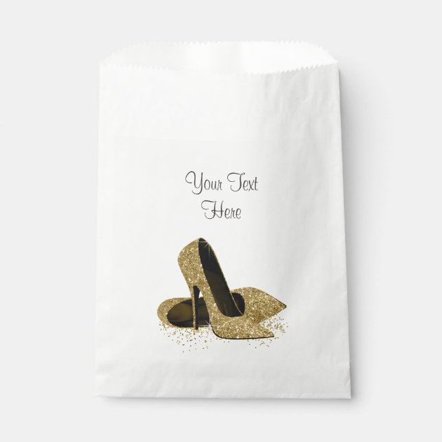 Gold High Heel Shoe Birthday Party Favour Bag (Front)