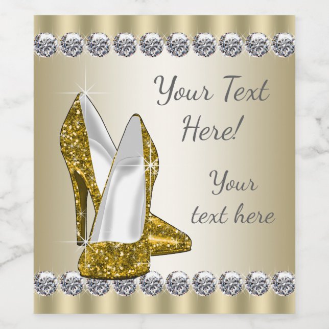 Gold High Heel Shoe Wine Bottle Labels (Single Label)