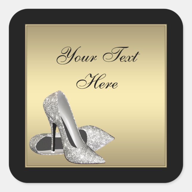 Gold High Heels Envelope Seal Party Favour Labels (Front)