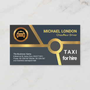 Gold Highway Route Map Taxi Driver Ride Share Business Card