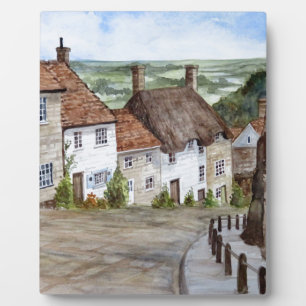 Gold Hill, Shaftesbury, Dorset Watercolor Painting Plaque