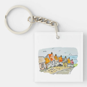Gold Hill, Shaftesbury Watercolour  Keychain