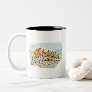 Gold Hill, Shaftesbury Watercolour  Two-Tone Coffee Mug