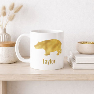 Gold Hippo Name  Coffee Mug