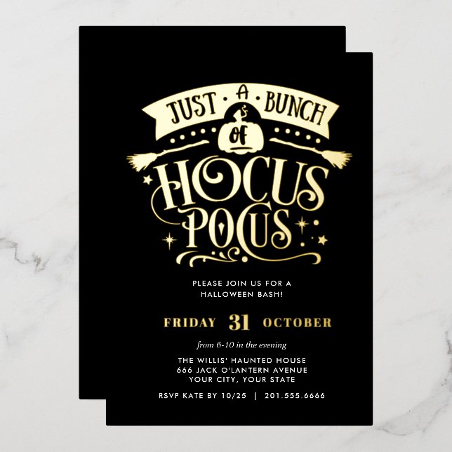 GOLD HOCUS POCUS Halloween Bash Party Foil  (Front/Back)