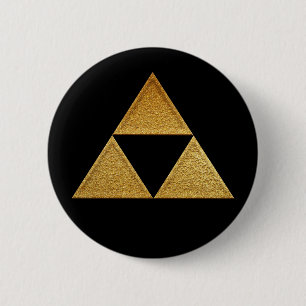 Gold Hojo Mitsu Uroko Kamon 2 Inch Round Button