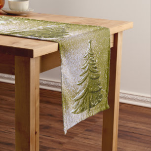 Gold Holiday Christmas Tree Table Runner