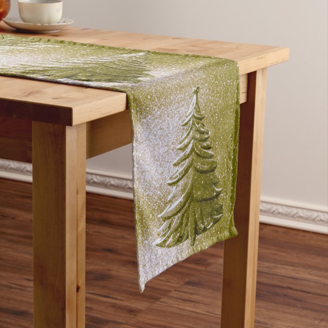Gold Holiday Christmas Tree Table Runner (In Situ)