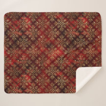 Gold Holiday Red Christmas Metallic Damask Elegant